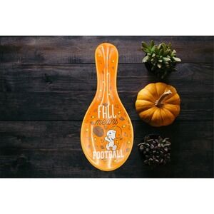 Peanuts Snoopy "Fall Means Football" Orange Autumn Kitchen Spoon Rest 10"‎